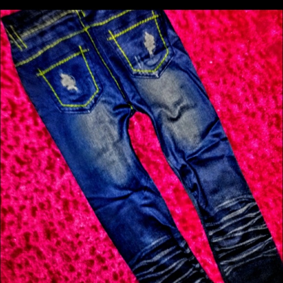 Style Leggings One Size Distressed Denim look NWT - Picture 4 of 5